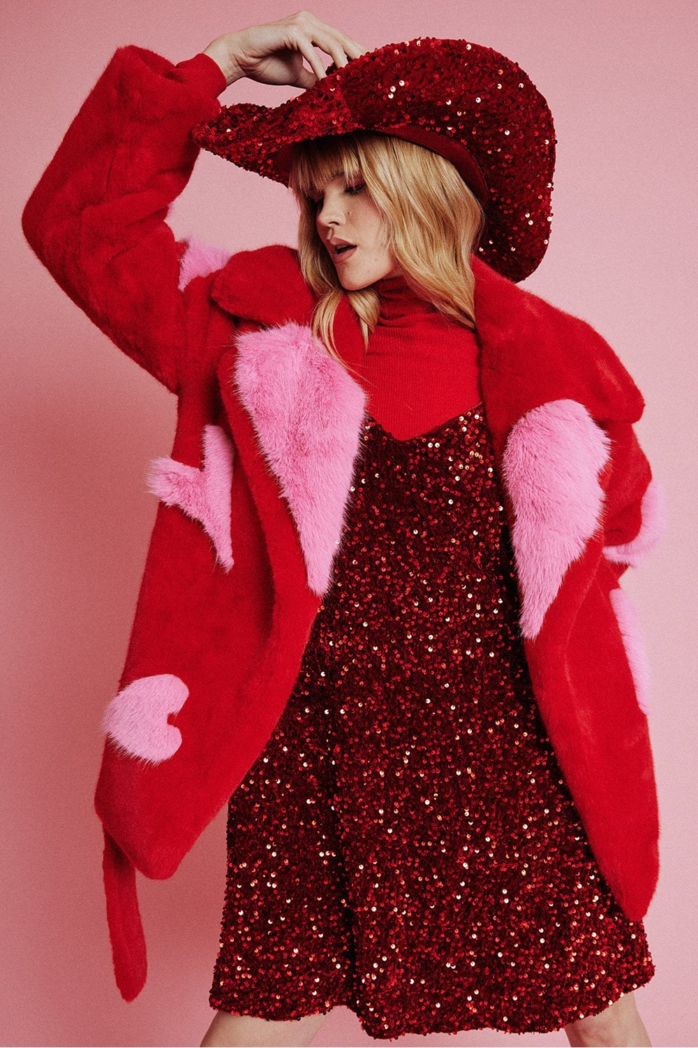 Red Sequin Handmade Flapper Hat-4