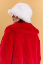 White Eco Bamboo Faux Fur Bucket Hat-2