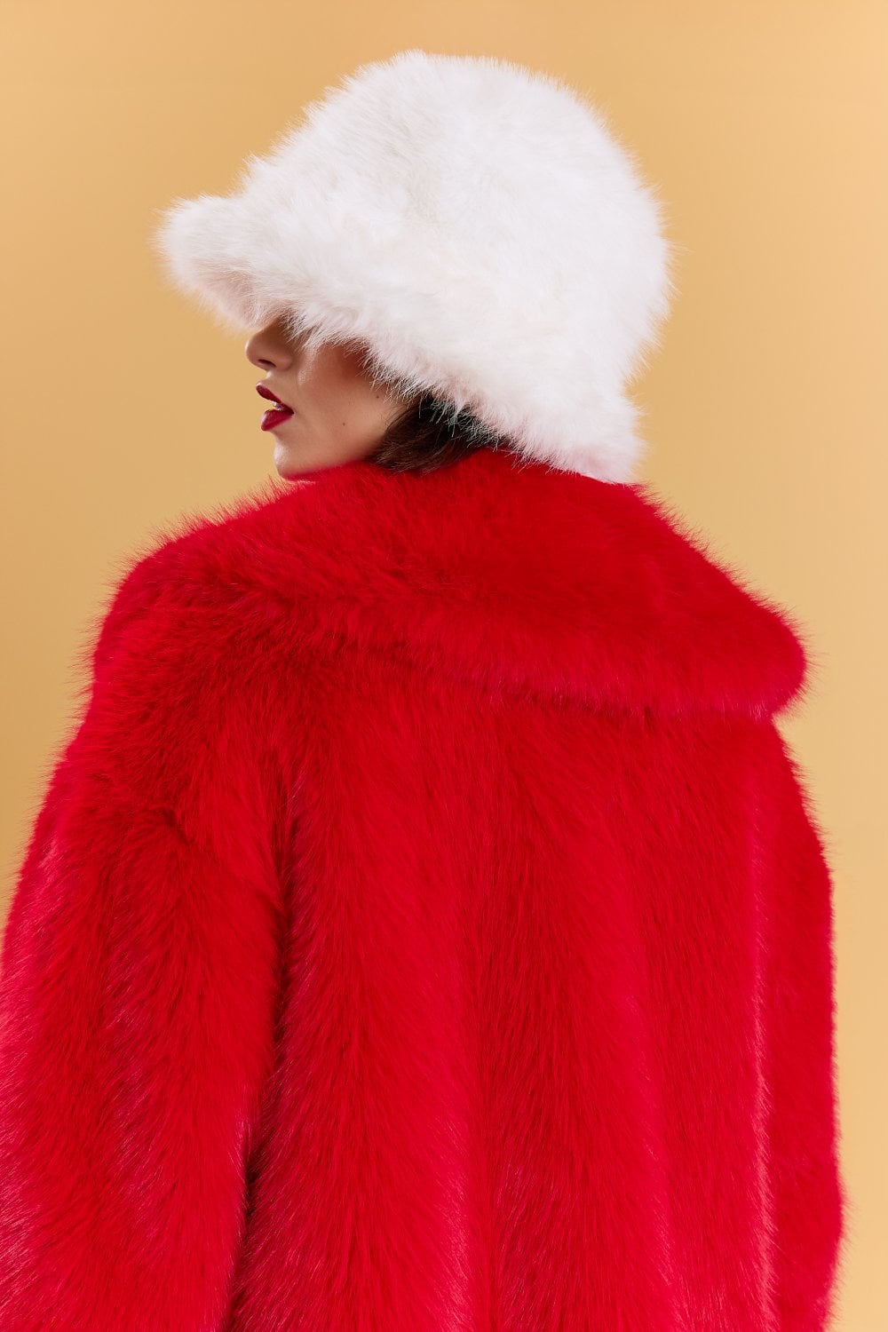 White Eco Bamboo Faux Fur Bucket Hat-2