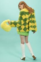 Delilah Yellow Green Faux Fur Jacket-2