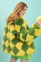 Delilah Yellow Green Faux Fur Jacket-4